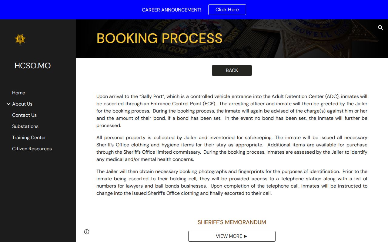 Howell County released inmate mugshot booking process